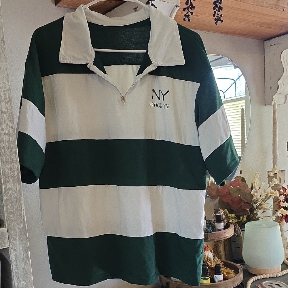 SHEIN Curve Dark Green Polo Shirt